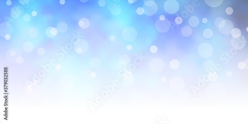 Light BLUE vector layout with circles. Abstract colorful disks on simple gradient background. Pattern for booklets, leaflets.