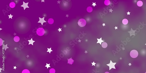 Light Purple, Pink vector template with circles, stars. Abstract illustration with colorful shapes of circles, stars. Texture for window blinds, curtains.