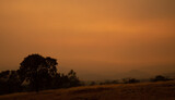 Dark Orange Smoke Filled Sky Over Central Valley California