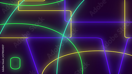 Abstract dark colorful neon light gradient background.3d render illustration.