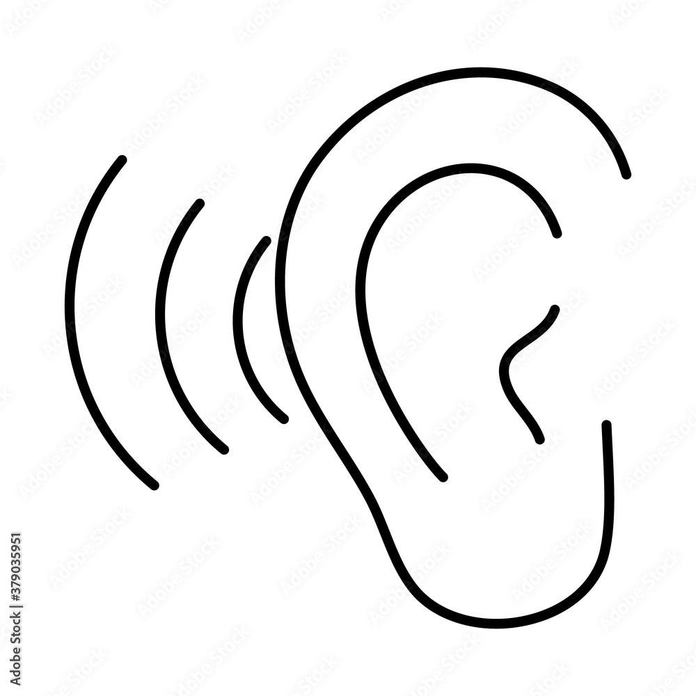 Human ear sign icon, line style Human ear sign icon, line style