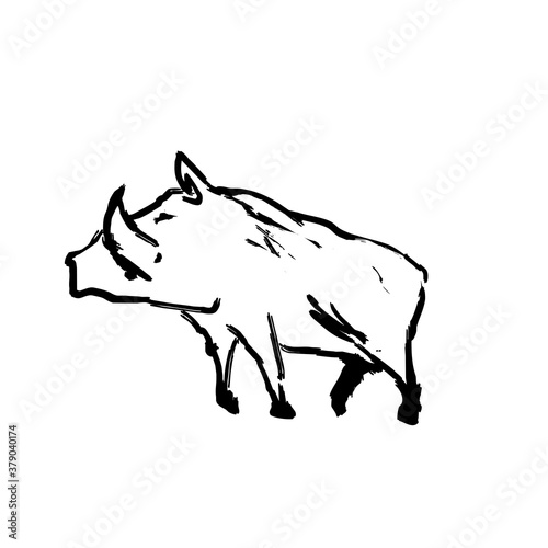イノシシ線画
