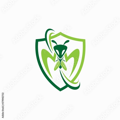 mantis logo with insect vector