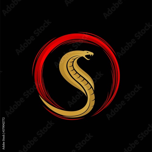 Cobra vector with brush concept, letter S logo design