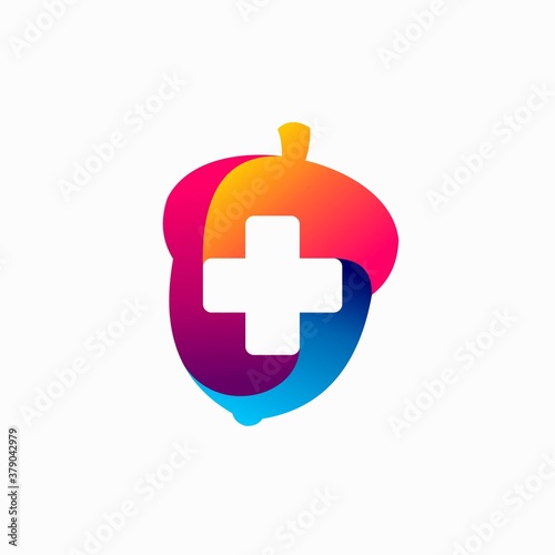 Oak acorn vector with medical symbol