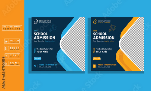 School Admission Social media banner design Template.