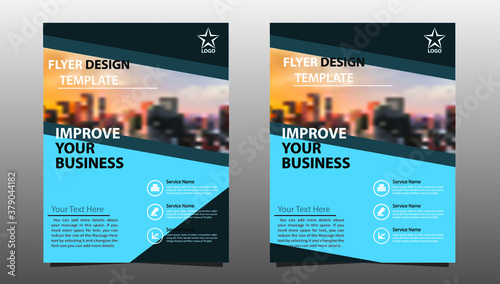 Flyer template layout design. Business flyer, brochure, magazine or flier mockup in bright colors. Vector