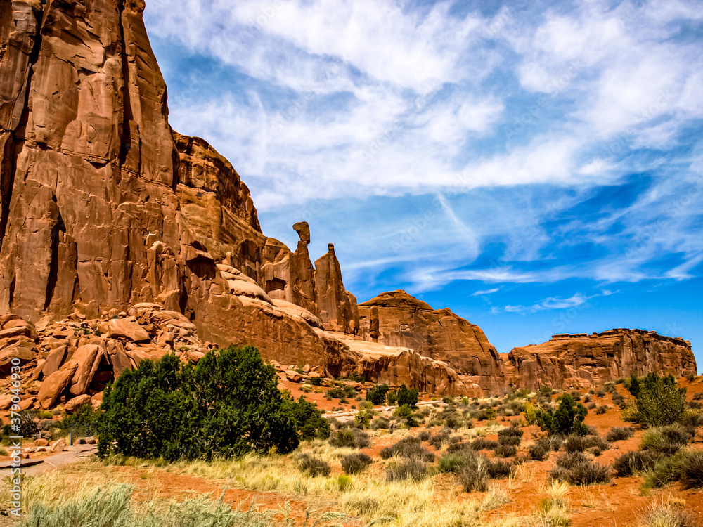 Famous rock formations of the Arches National Park, UT, USA