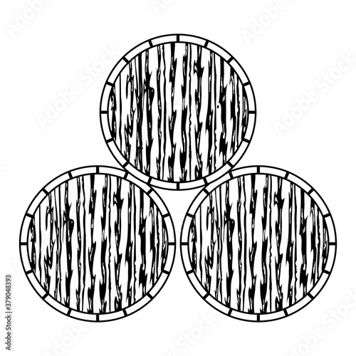 stack of wood barrels isolated icon white background line style