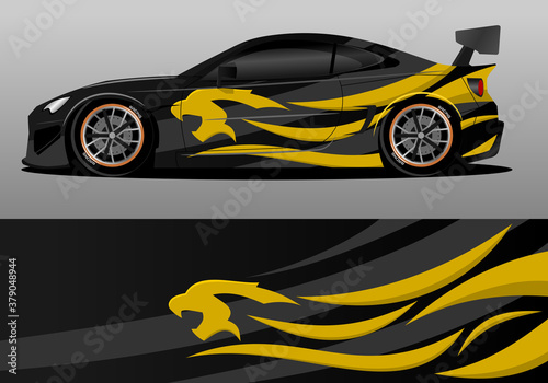 car wrap design with yellow tiger theme