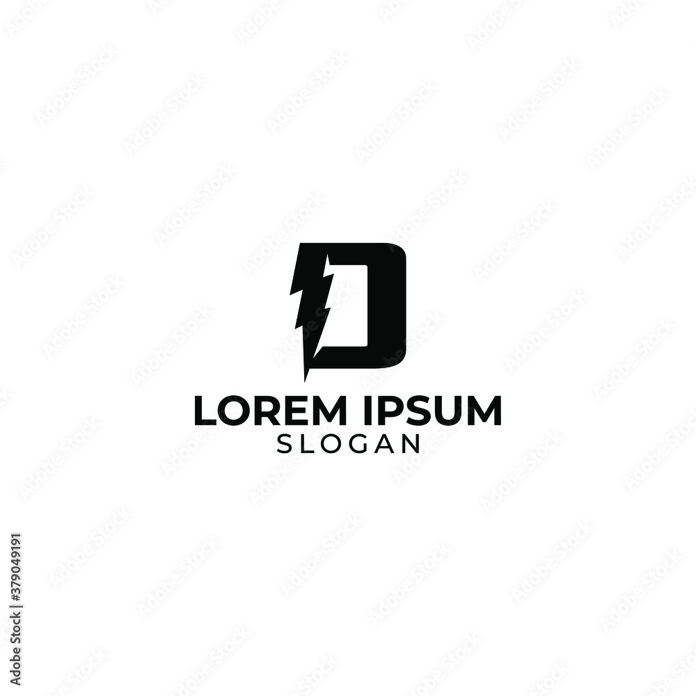 D lightning logo design, monochrome logo D lightning logo design, monochrome logo