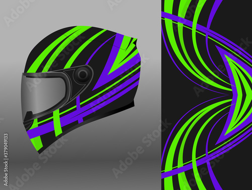 helmet wrap design with green and purple color