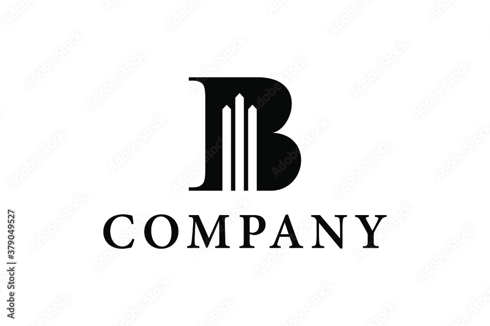 Letter B with building for identity or construction design logo concept. Very suitable in various business purposes, also for icon, symbol and many more.
