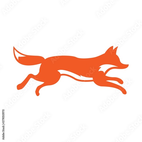 happy orange cute running fox vector illustration design