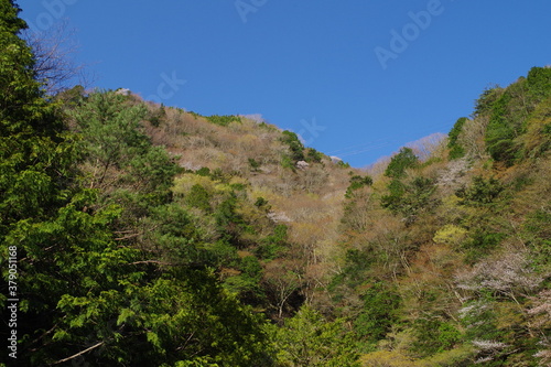 Mountain and sky scenery of Mitarai Valley in Nara Prefecture, Japan