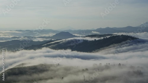 Time lapse footage drifting clouds over the rainforest. Taken at RANAU PARAGLIDING PARK, SABAH,BORNEO. time lapse motion tilt down