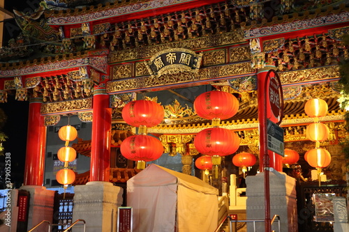 横浜関帝廟の夜景(横浜中華街）