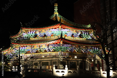 横濱媽祖廟(よこはままそびょう)の夜景・横浜中華街