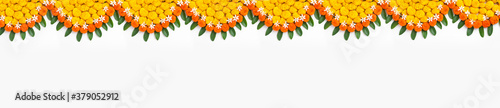 Foto Marigold Flower rangoli Design for Diwali Festival , Indian Festival flower deco
