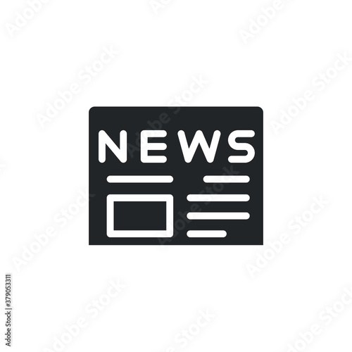 Article headline of newspaper icon. News paper or journal daily page file. Print media of journalism concept. Digital public information solid Vector illustration. Design on white background. EPS 10