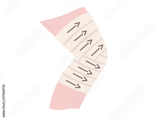 Healthy bandage for leg knee recovery flat vector illustration on white background