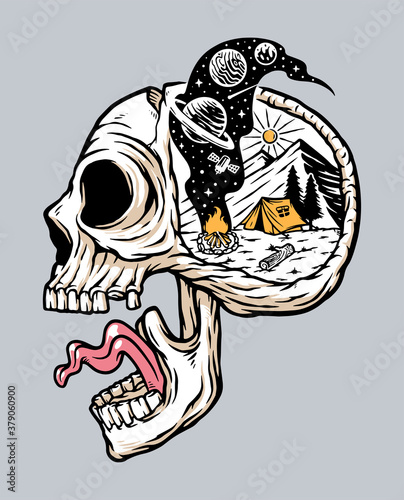 My mind is camping illustration