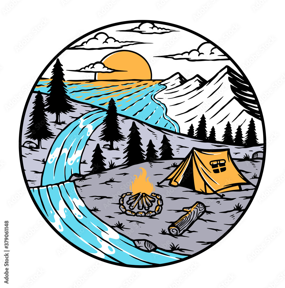 beautiful view of mountain and sea illustration beautiful view of mountain and sea illustration
