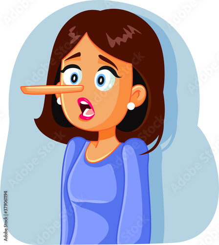 Lying Woman with Long Nose Vector Cartoon
