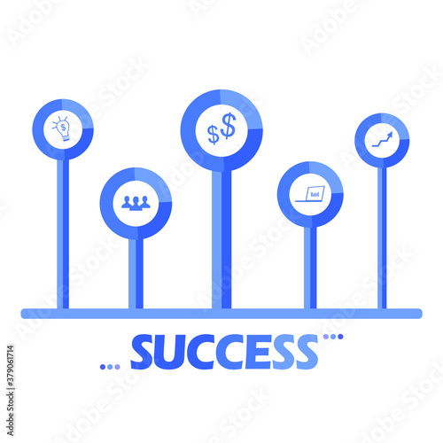 various business icons inside diagram circles, success, infographic