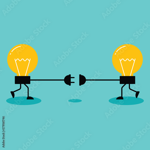 Creative thinking idea and brain training concept flat design style decorative with connecting light bulb