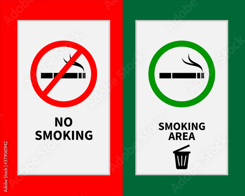 two signs no smoking and smoking area