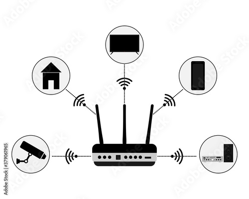 Wi fi router distributes the flow of Internet