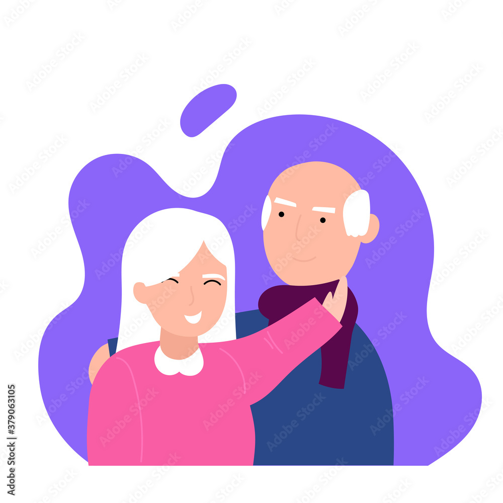 Set of cartoon grandparent day vector illustration isolated on white background Set of cartoon grandparent day vector illustration isolated on white background