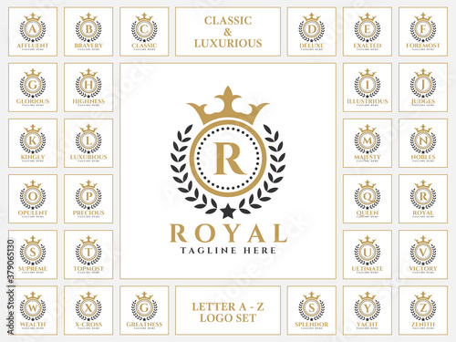 Luxurious letter logo set with Royal classic ornament style