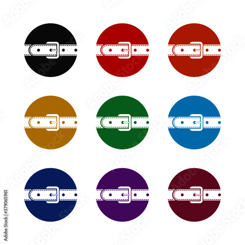 Leather belt icon, color set