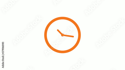 Circle brown color 12 hours clock icon on white background,clock icon without trick