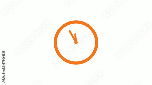 Circle brown color 12 hours clock icon on white background,clock icon without trick