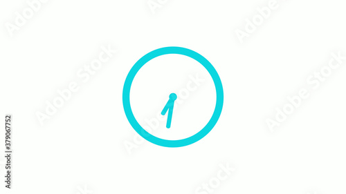 Amazing circle cyan color 12 hours clock icon on white background,circle clock icon without trick