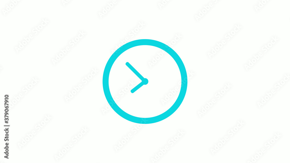 Amazing circle cyan color 12 hours clock icon on white background,circle clock icon without trick Amazing circle cyan color 12 hours clock icon on white background,circle clock icon without trick