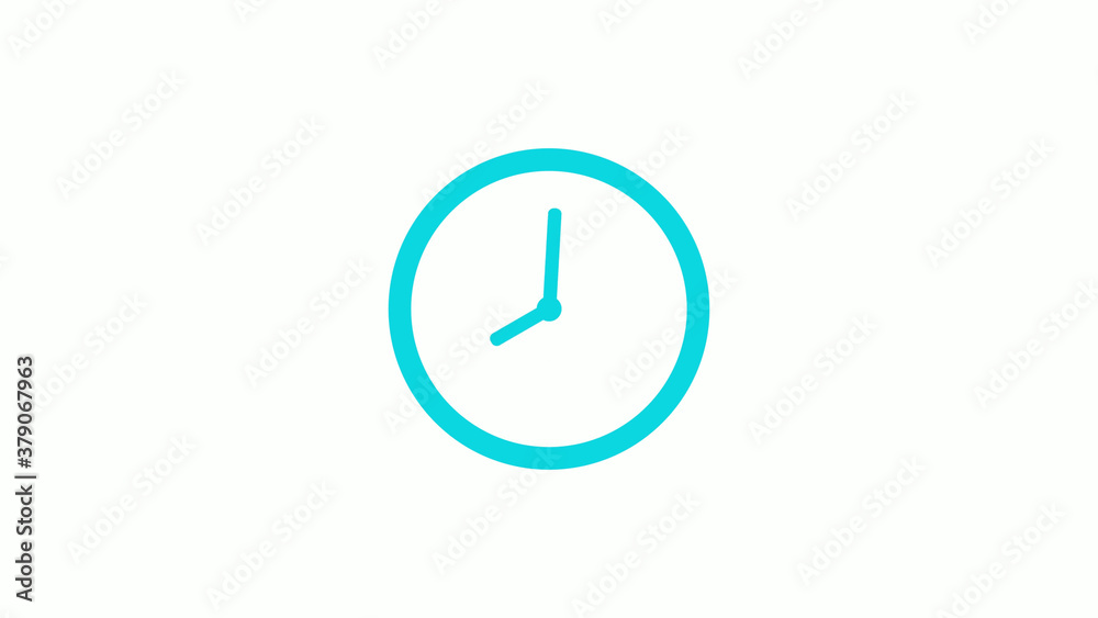 Amazing circle cyan color 12 hours clock icon on white background,circle clock icon without trick Amazing circle cyan color 12 hours clock icon on white background,circle clock icon without trick