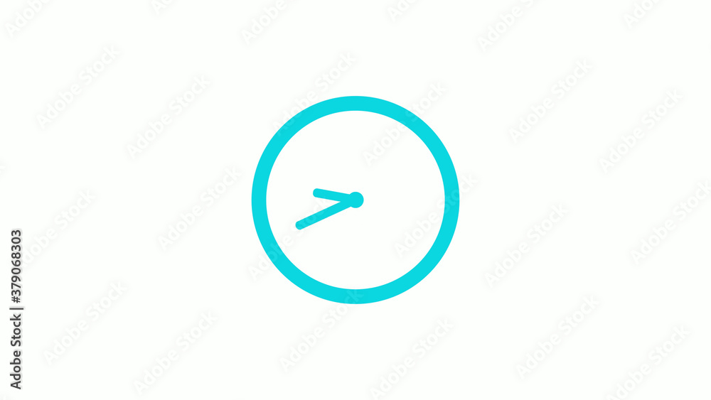 Amazing circle cyan color 12 hours clock icon on white background,circle clock icon without trick Amazing circle cyan color 12 hours clock icon on white background,circle clock icon without trick