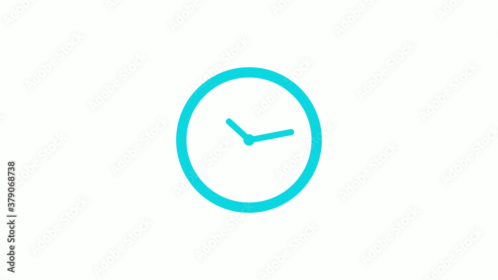 Amazing circle cyan color 12 hours clock icon on white background,circle clock icon without trick Amazing circle cyan color 12 hours clock icon on white background,circle clock icon without trick