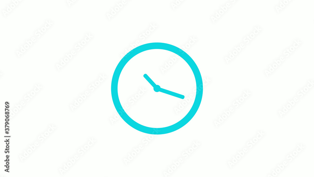 Amazing circle cyan color 12 hours clock icon on white background,circle clock icon without trick Amazing circle cyan color 12 hours clock icon on white background,circle clock icon without trick