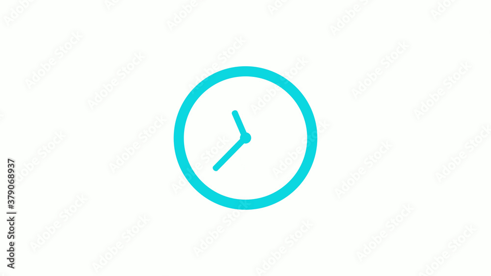 Amazing circle cyan color 12 hours clock icon on white background,circle clock icon without trick Amazing circle cyan color 12 hours clock icon on white background,circle clock icon without trick