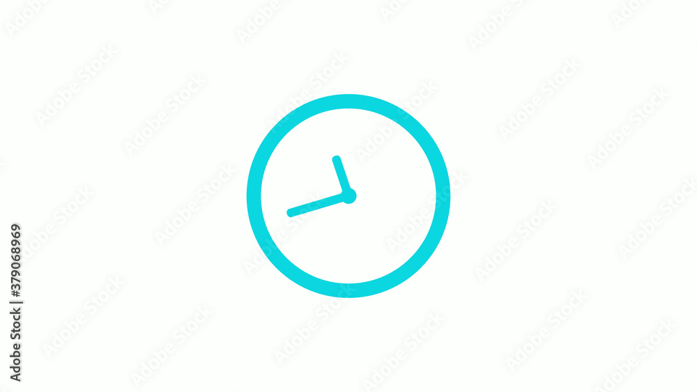 Amazing circle cyan color 12 hours clock icon on white background,circle clock icon without trick Amazing circle cyan color 12 hours clock icon on white background,circle clock icon without trick