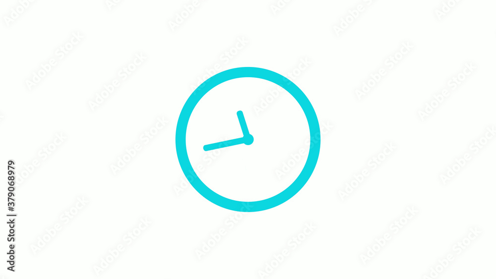 Amazing circle cyan color 12 hours clock icon on white background,circle clock icon without trick Amazing circle cyan color 12 hours clock icon on white background,circle clock icon without trick