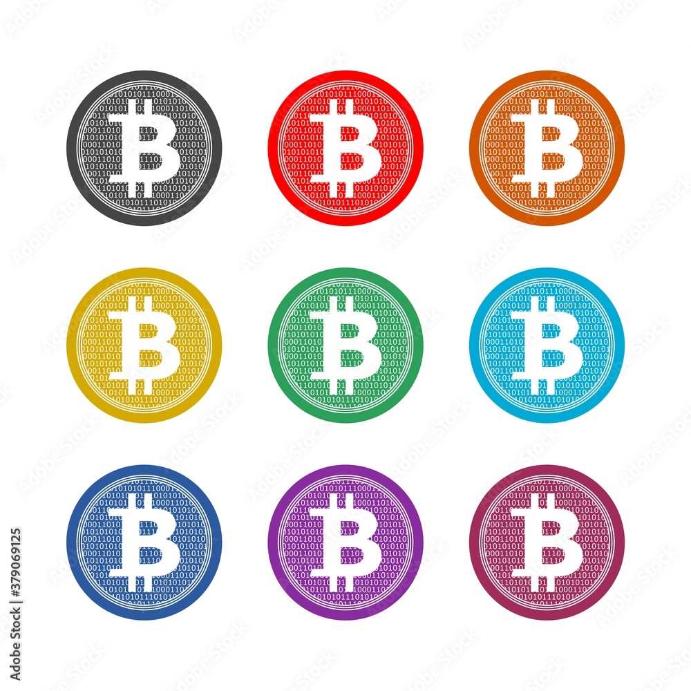 Bitcoin icon, color set Bitcoin icon, color set