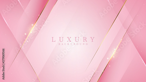 Fotografia, Obraz Luxury golden line background pink shades in 3d abstract style