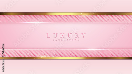 Luxury golden line background pink shades in 3d abstract style. Illustration from vector about modern template deluxe design.