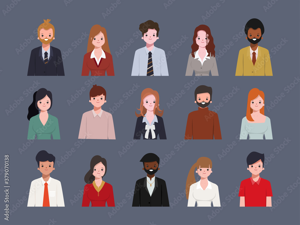 Set of clip art people icon character in difference. Employee office